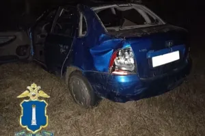 В Барышском районе «Калина» без прав водителя упала в кювет